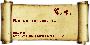 Marján Annamária névjegykártya